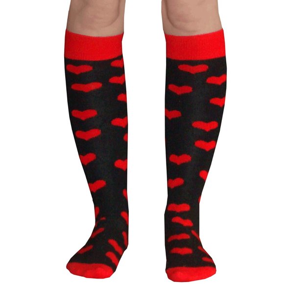 Black/Red Heart Socks - Picture 3 of 3